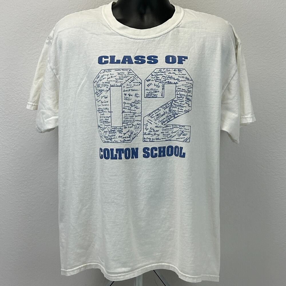 Vintage Y2Ks 2002 Colton High School T Shirt XL X-Large California HS White Tee